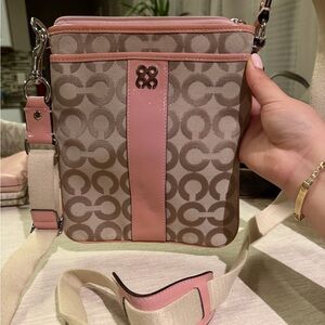 Pink and Brown Crossbody Bag